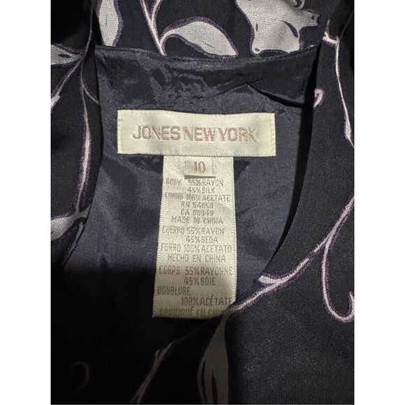 Jones New York black burn out velvet shimmer silk blend dress 10 - Picture 2 of 7